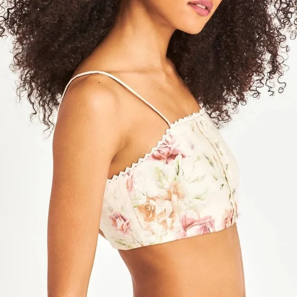 Caroline Constas  Linen Blend Crop Top S NWT - Picture 2 of 8